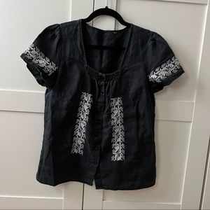 Vintage linen embroidered blouse
